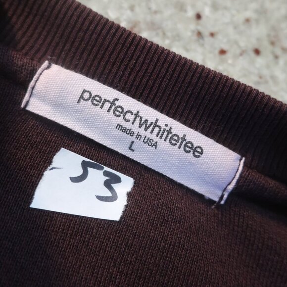 Womens PerfectWhiteTee Brown Terry Sweater L - Picture 8 of 8